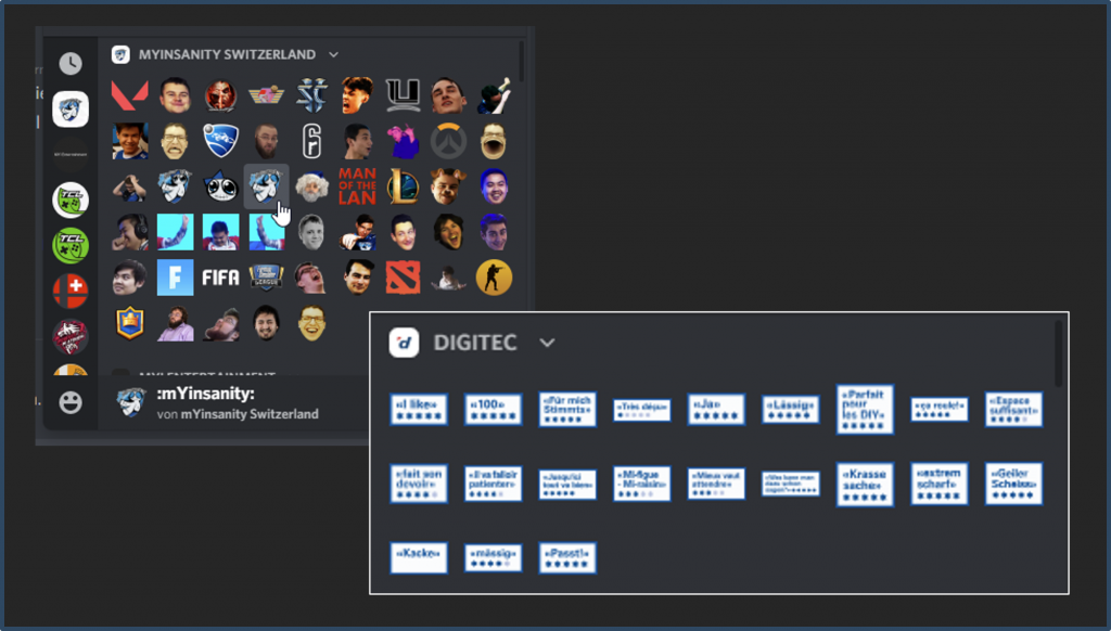 Screenshot der Chat-Plattform Discord, der Emotes zeigt
